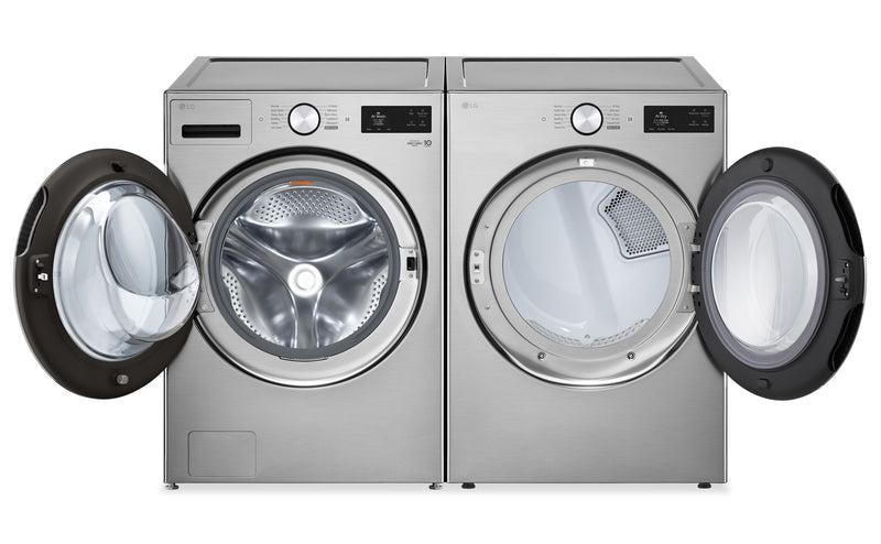 LG 5.8 Cu. Ft. Smart Front-Load Steam Washer and 7.4 Cu. Ft. Front-Load Electric Dryer – Graphite Steel