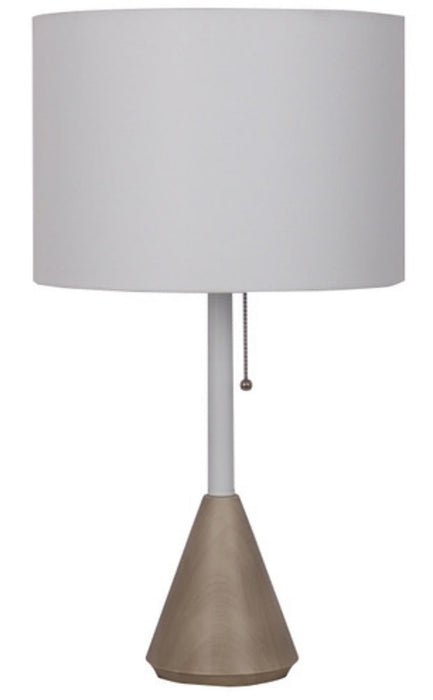 Kort & Co. Freya 24.5\" White & Wood Grain Metal Table Lamp