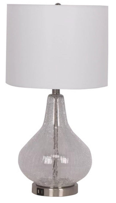 Kort & Co. Elsie 25\" Clear Glass Table Lamp with USB+C port