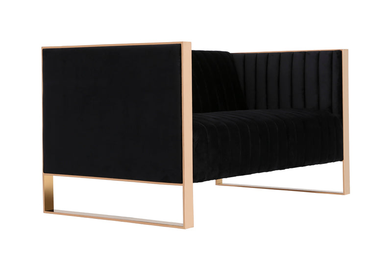 Manhattan Comfort Trillium 57.48\" Velvet Loveseat - Black & Gold