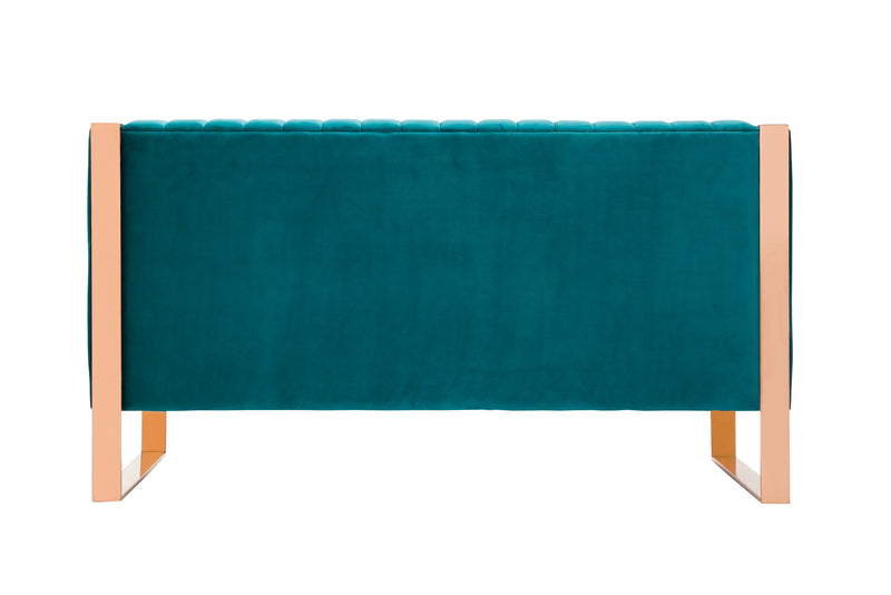 Manhattan Comfort Trillium 57.48\" Velvet Loveseat - Aqua Blue & Gold