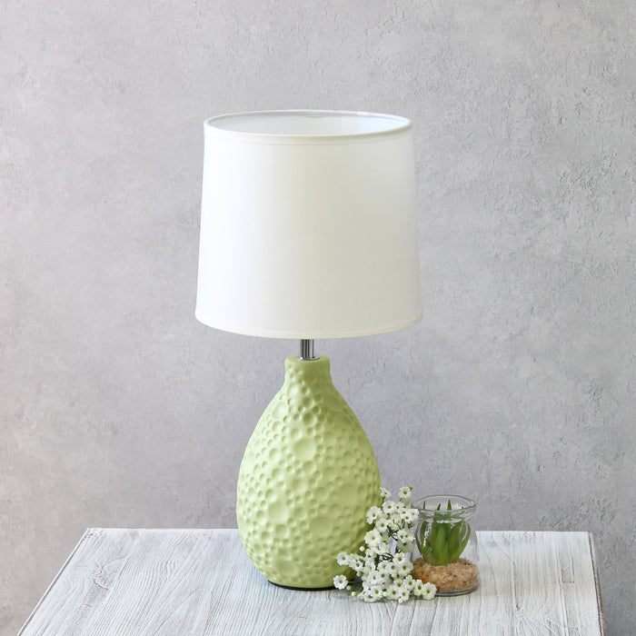 Simple Designs Textured Stucco Ceramic Oval Table Lamp - Green