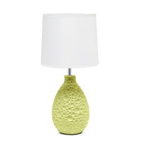 Simple Designs Textured Stucco Ceramic Oval Table Lamp - Green