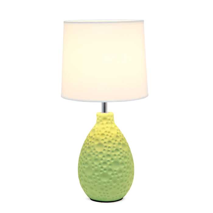 Simple Designs Textured Stucco Ceramic Oval Table Lamp - Green