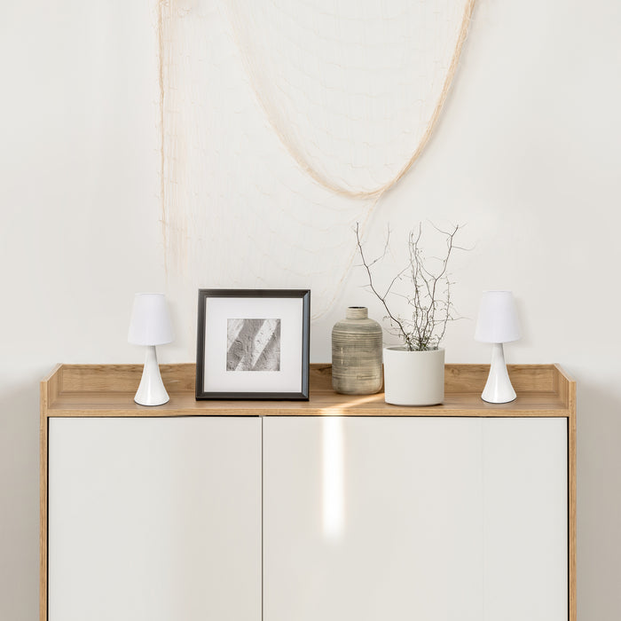 Simple Designs Valencia Colours 2-Piece Mini Touch Table Lamp Set - White