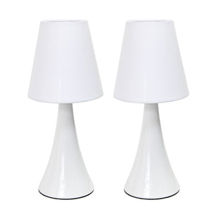 Simple Designs Valencia Colours 2-Piece Mini Touch Table Lamp Set - White