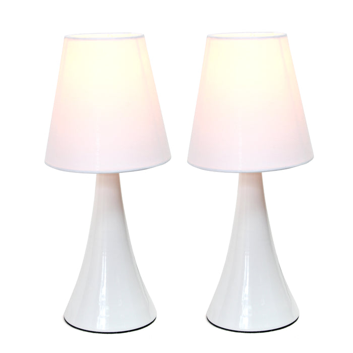 Simple Designs Valencia Colours 2-Piece Mini Touch Table Lamp Set - White