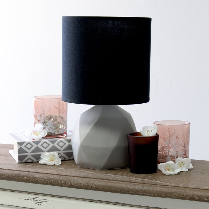 Simple Designs Geometric Concrete Lamp - Black