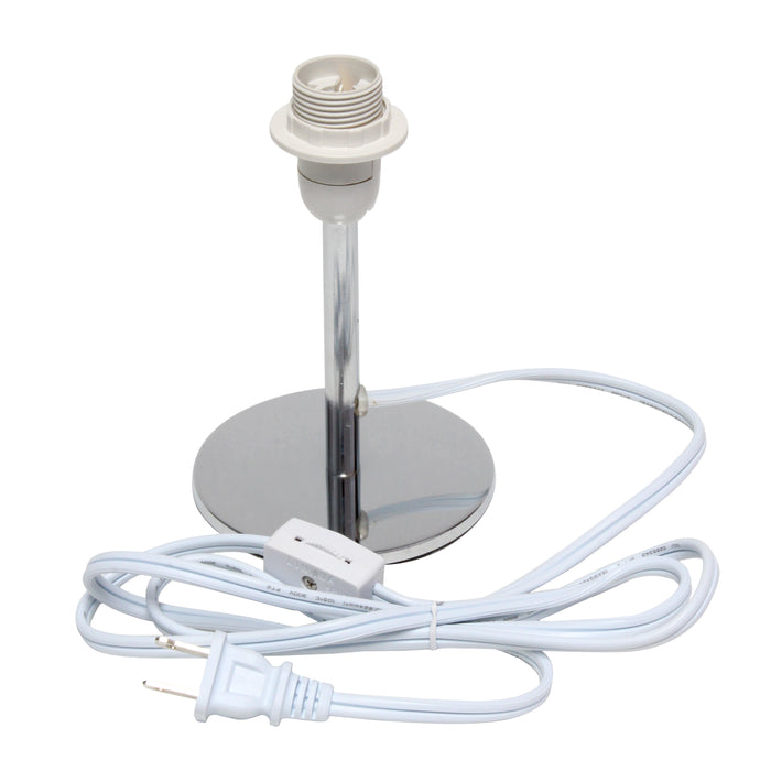 Simple Designs Mini Chrome Table Lamp with Angled Fabric Shade - White