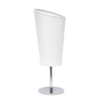 Simple Designs Mini Chrome Table Lamp with Angled Fabric Shade - White