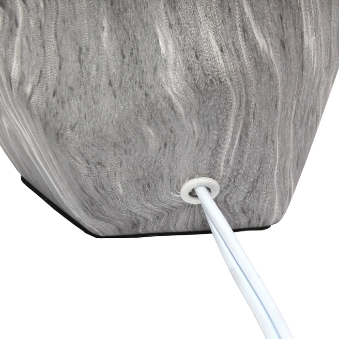 Simple Designs Round Prism Mini Table Lamp with White Fabric Shade - Marble