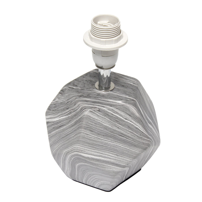 Simple Designs Round Prism Mini Table Lamp with White Fabric Shade - Marble