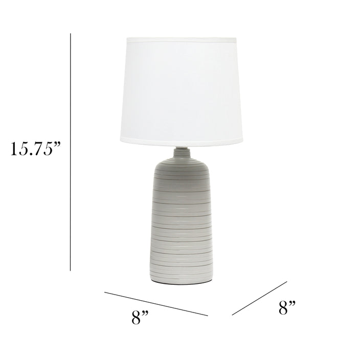 Simple Designs Textured Linear Ceramic Table Lamp - Taupe