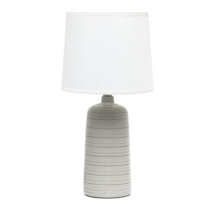 Simple Designs Textured Linear Ceramic Table Lamp - Taupe