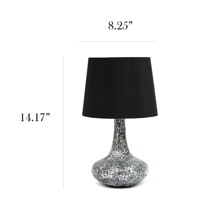 Simple Designs Mosaic Tiled Glass Genie Table Lamp - Black