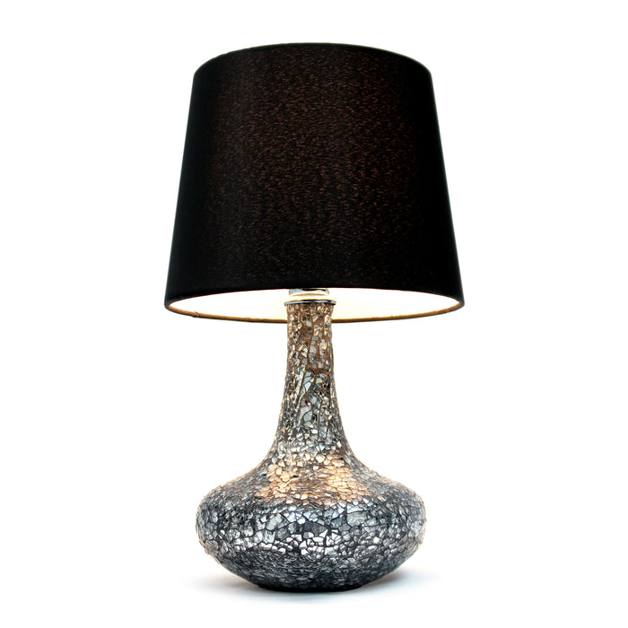 Simple Designs Mosaic Tiled Glass Genie Table Lamp - Black