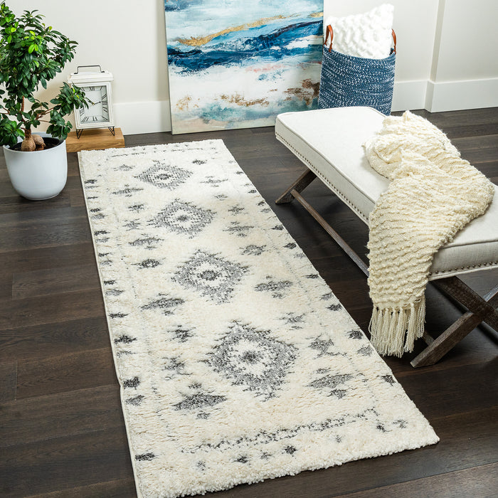 Lola Diamond Grey Shag Area Rug - 2'7\" x 8'
