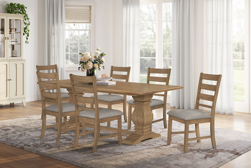 Maple 7pc Dining Set with Table and 6 Chairs, 84”W – Natural 