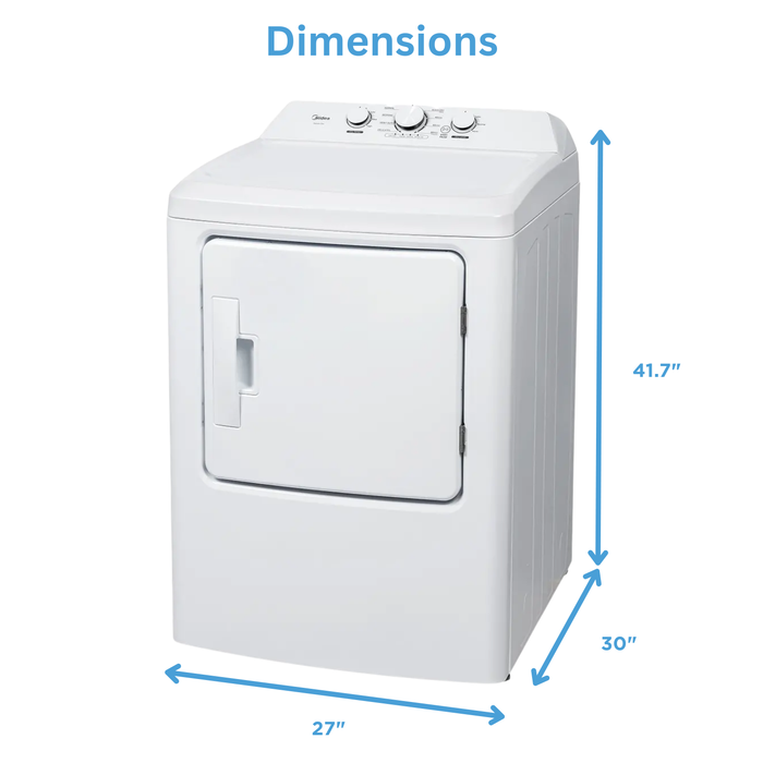 Midea 4.5 Cu. Ft. Top Load Agitator Washer and 7.0 Cu. Ft. Electric Dryer – White 
