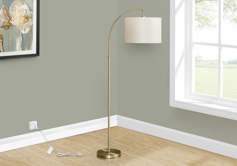 65\" Brass Metal Arc Floor Lamp