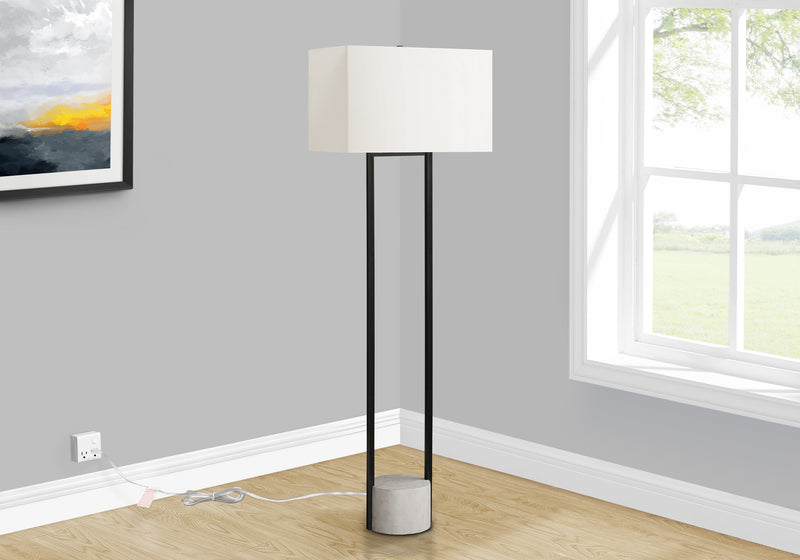 62\" Black Metal Modern Floor Lamp