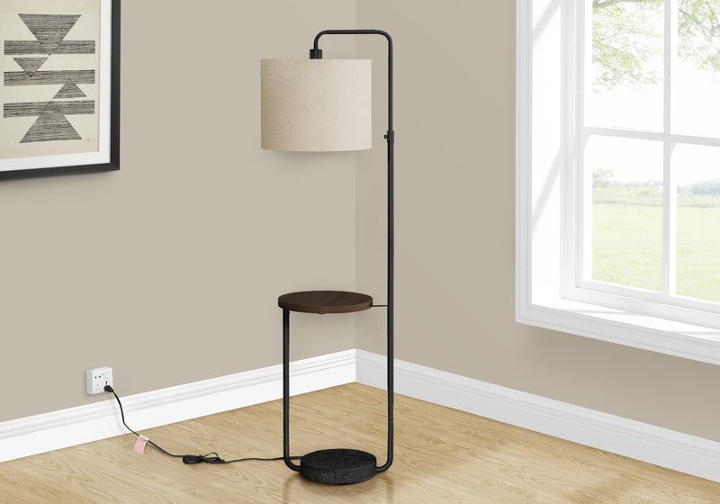 67\" Black Metal Floor Lamp with USB Port