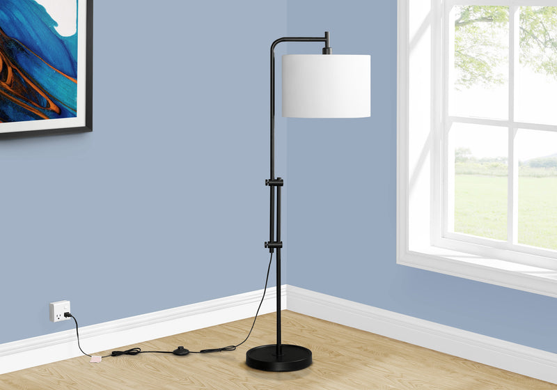 63\" Black Metal Floor Lamp