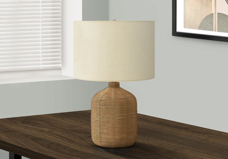 23\" Brown Rattan Table Lamp