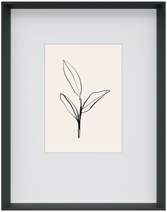 Ink Leaf I Framed Matted Glass - 23.5\" x 29.5\" 