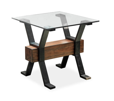 Newton 26" End Table with Glass Top - Toasted Nutmeg | Table de bout Newton de 26 po avec dessus en verre - muscade grillée