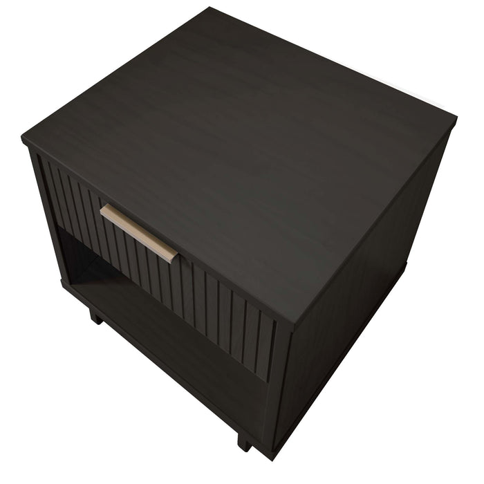 Manhattan Comfort Granville Modern Nightstand with 2 Full Extension Drawers - Black