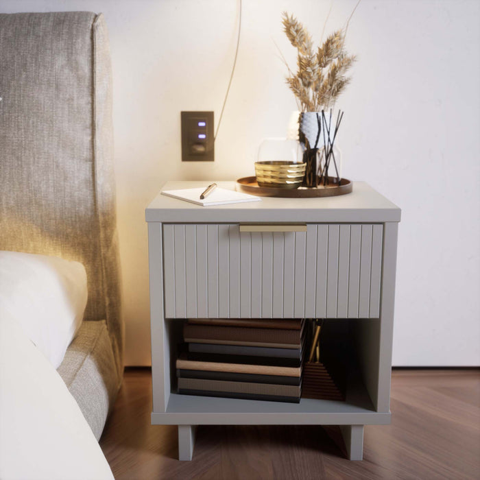 Manhattan Comfort Granville Modern Nightstand with 2 Full Extension Drawers - Dark Grey