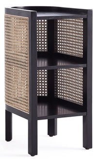 Manhattan Comfort Versailles End Table - Black & Natural Cane