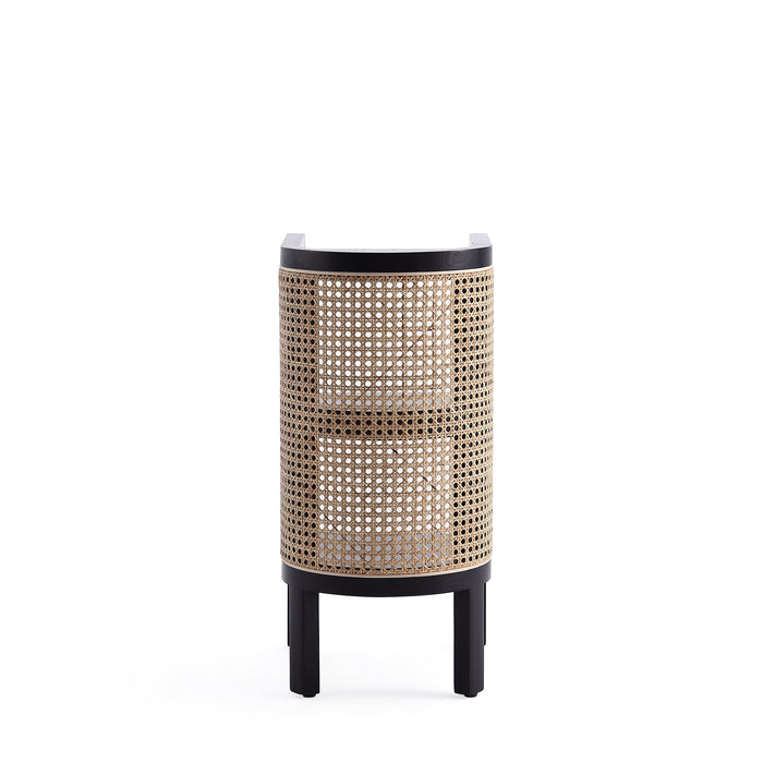 Manhattan Comfort Versailles End Table - Black & Natural Cane