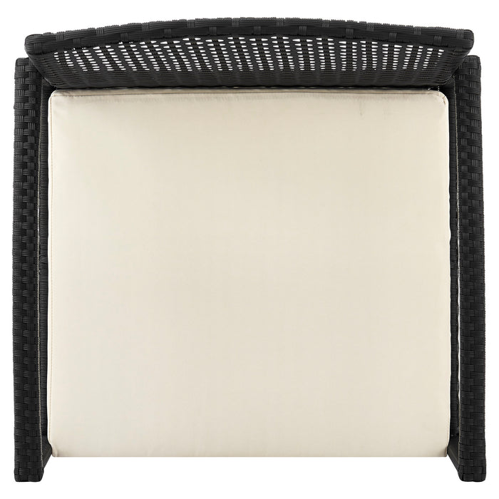 Manhattan Comfort Noli Steel Rattan 3-Piece Patio Conversation Set - Cream