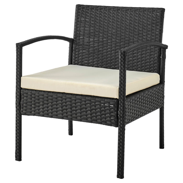 Manhattan Comfort Noli Steel Rattan 3-Piece Patio Conversation Set - Cream