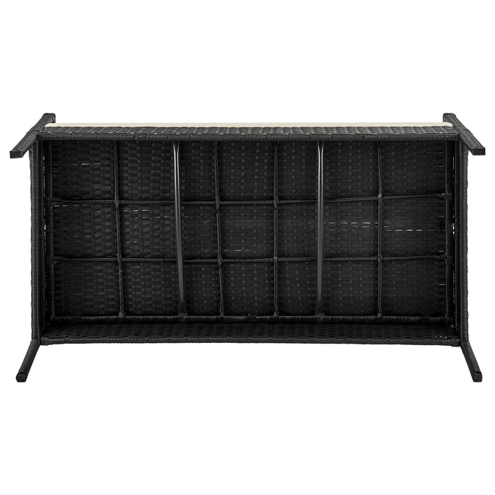 Manhattan Comfort Noli Steel Rattan 4-Piece Patio Conversation Set with Cushions - Cream