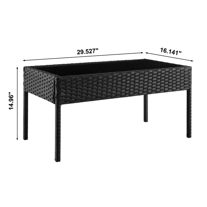 Manhattan Comfort Noli Steel Rattan 4-Piece Patio Conversation Set with Cushions - Grey