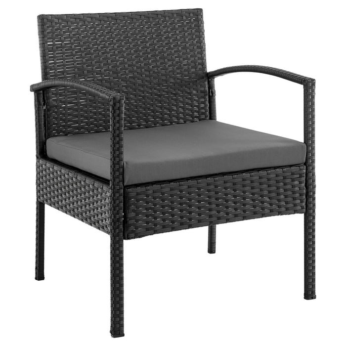 Manhattan Comfort Noli Steel Rattan 4-Piece Patio Conversation Set with Cushions - Grey
