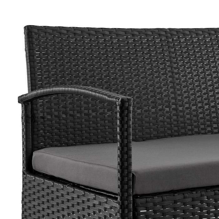 Manhattan Comfort Noli Steel Rattan 4-Piece Patio Conversation Set with Cushions - Grey