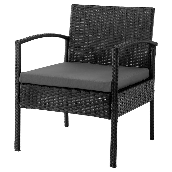 Manhattan Comfort Noli Steel Rattan 4-Piece Patio Conversation Set with Cushions - Grey