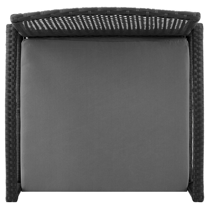 Manhattan Comfort Noli Steel Rattan 4-Piece Patio Conversation Set with Cushions - Grey