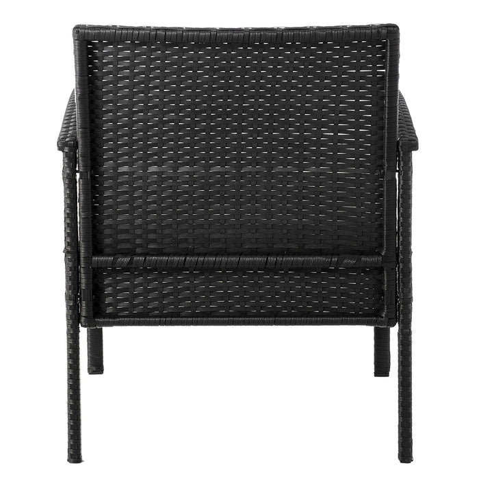 Manhattan Comfort Noli Steel Rattan 4-Piece Patio Conversation Set with Cushions - Grey