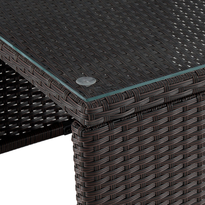 Manhattan Comfort Menton Steel Rattan 2-Piece Chair Lounge & 2-Seater with Coffee Table Patio Set - Cream