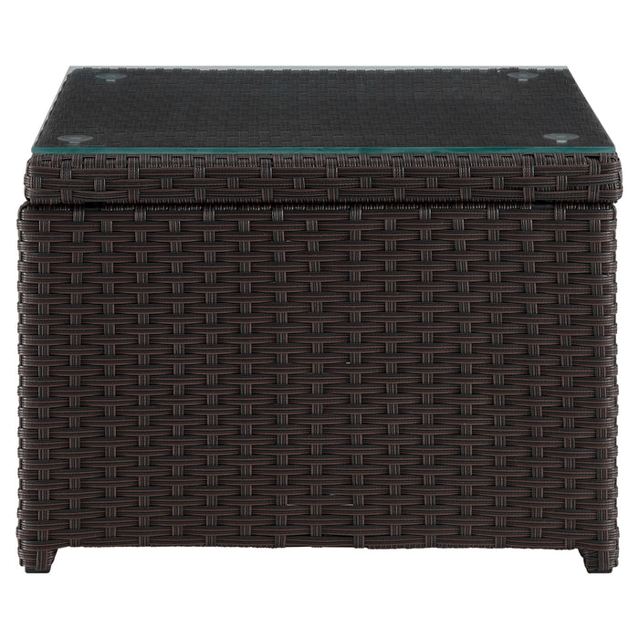 Manhattan Comfort Menton Steel Rattan 2-Piece Chair Lounge & 2-Seater with Coffee Table Patio Set - Cream