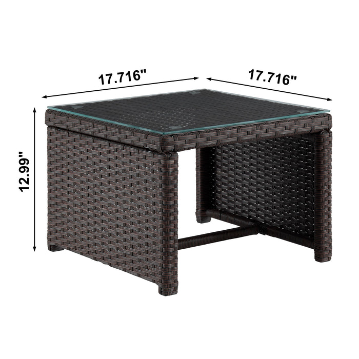 Manhattan Comfort Menton Steel Rattan 2-Piece Chair Lounge & 2-Seater with Coffee Table Patio Set - Grey