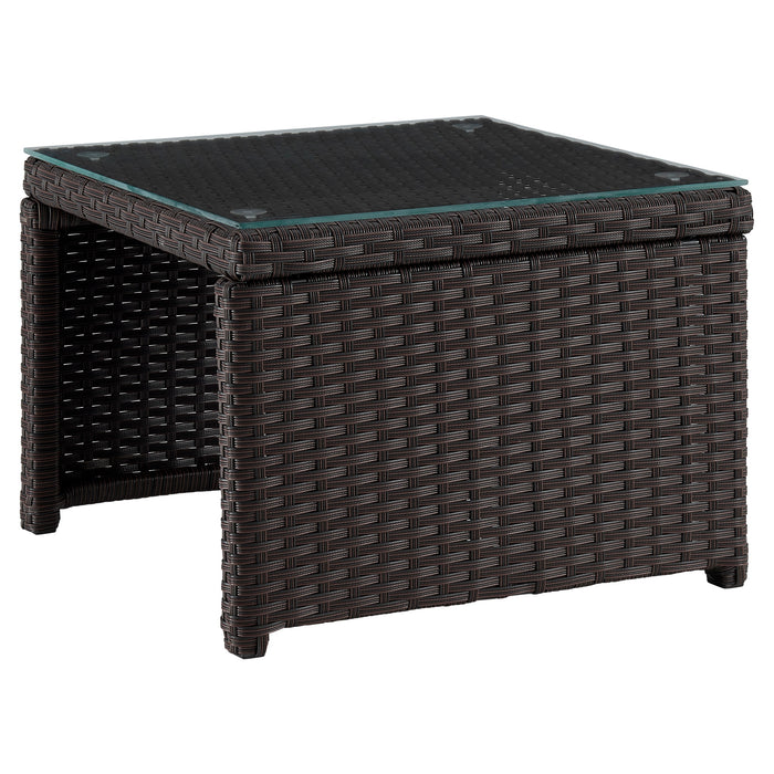 Manhattan Comfort Menton Steel Rattan 2-Piece Chair Lounge & 2-Seater with Coffee Table Patio Set - Grey