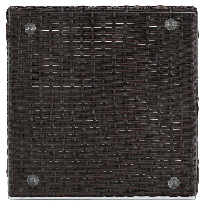 Manhattan Comfort Menton Steel Rattan 2-Piece Chair Lounge & 2-Seater with Coffee Table Patio Set - Grey