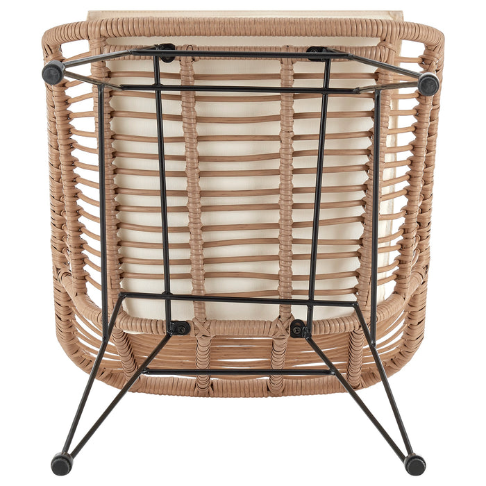 Manhattan Comfort Antibes 1.0 Steel Rattan 3-Piece Patio Conversation Set - Cream