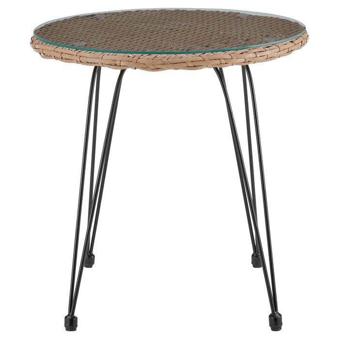 Manhattan Comfort Antibes 1.0 Steel Rattan 3-Piece Patio Conversation Set - Cream